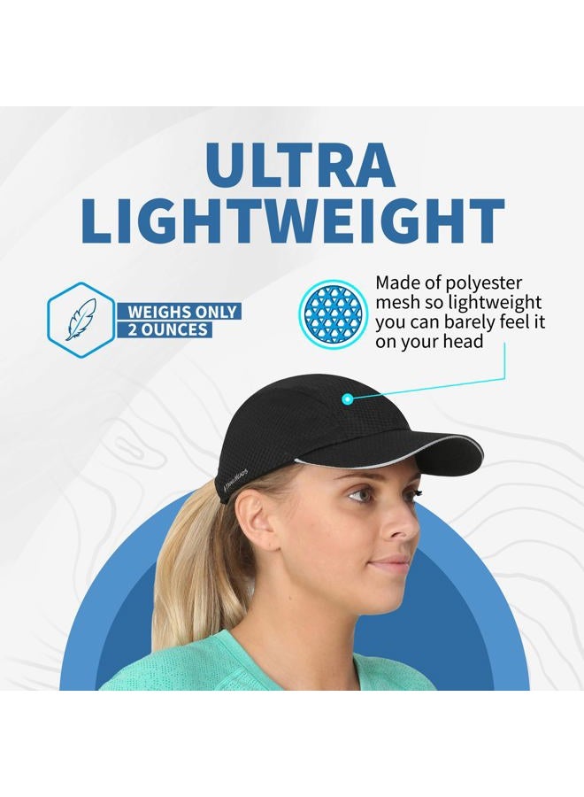 TrailHeads Women's Race Day Performance Running Cap, Lightweight & Quick Drying Mesh Sports Hat with Reflective Trim - Black - Image 3