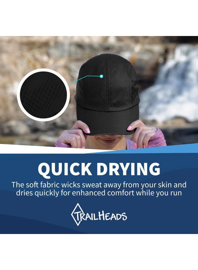 TrailHeads Women's Race Day Performance Running Cap, Lightweight & Quick Drying Mesh Sports Hat with Reflective Trim - Black - Image 2