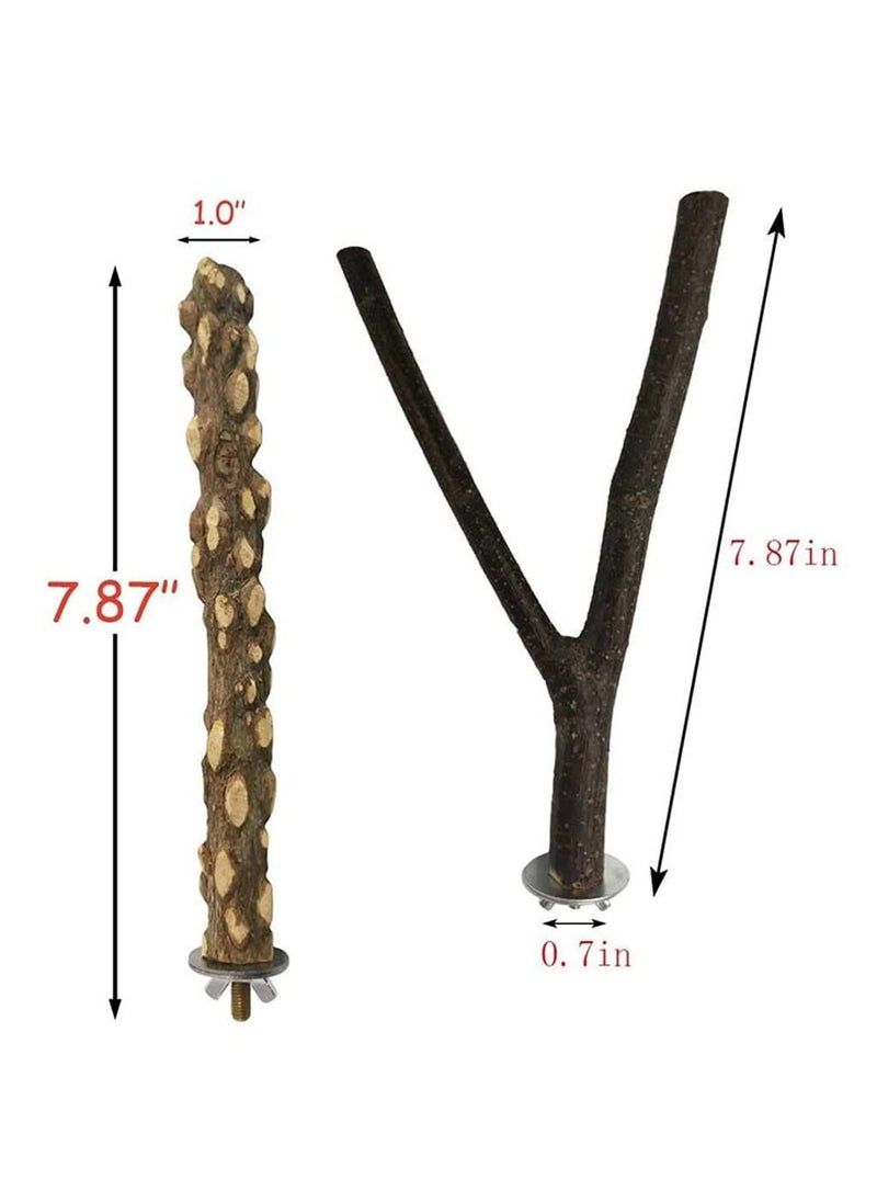 Generic - Parrot Toy Bird Stand Stick Stop Lever Perch Prickly Wood Frame Bird Chew Toy (4 Pieces) - Image 1