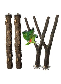 Parrot Toy Bird Stand Stick Stop Lever Perch Prickly Wood Frame Bird Chew Toy (4 Pieces)