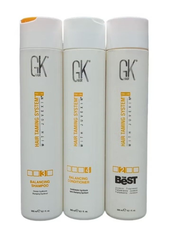 جي كيه هير ذا بيست معالج كيراتين لتنعيم وفرد الشعر مع الشامبو والبلسم مدعم بالجوفكسن خالي من سلفات الصوديوم والاملاح و الكبريت والبرابيين منظف يومي عميق ومزيل للشوائب300مل - Image 1