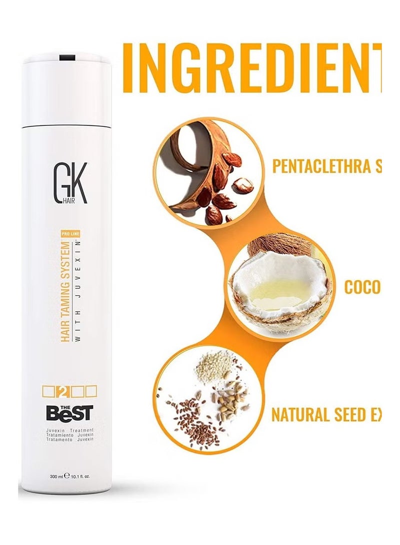 جي كيه هير ذا بيست معالج كيراتين لتنعيم وفرد الشعر مع الشامبو والبلسم مدعم بالجوفكسن خالي من سلفات الصوديوم والاملاح و الكبريت والبرابيين منظف يومي عميق ومزيل للشوائب300مل - Image 2