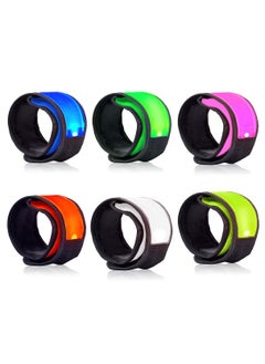 Set of 6 LED Light-Up Safety Bracelets for Night Running, Cycling, and Walking - Reflective Wristbands for Enhanced Visibility and Safety During Outdoor Activities.