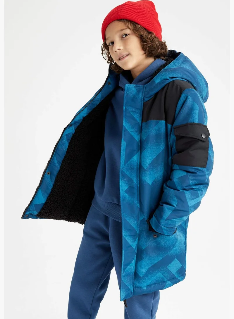 DeFacto Boy Hooded Long Sleeve Coat