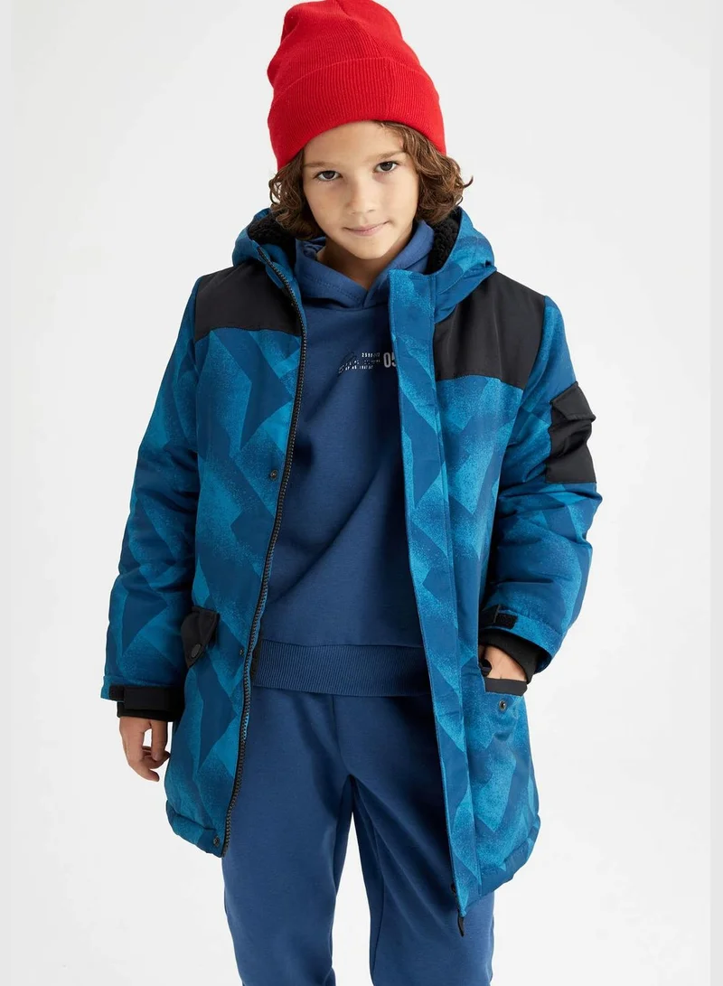 DeFacto Boy Hooded Long Sleeve Coat
