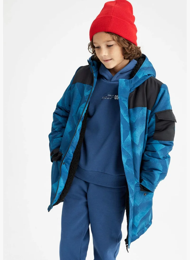 DeFacto Boy Hooded Long Sleeve Coat