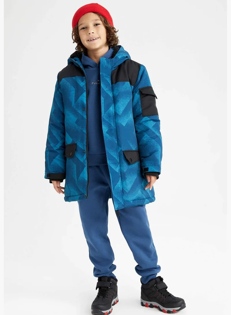 DeFacto Boy Hooded Long Sleeve Coat