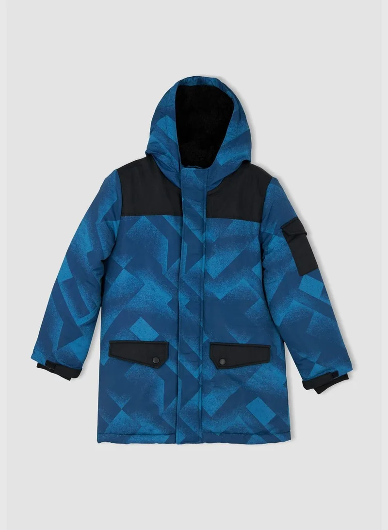 DeFacto Boy Hooded Long Sleeve Coat