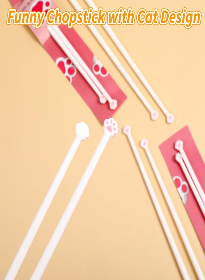 Hpmjz 5 Pairs Cat Paw Chopsticks Cute Fun Pink Paw Prints Reusable Lightweight Non-Slip Grip Eating Chopstick for Adults Kitty Themed Chopstick Urable Cats Claw Design Gift for Cat Lovers - Image 3