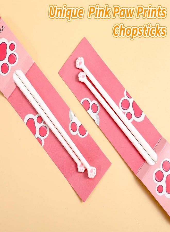 Hpmjz 5 Pairs Cat Paw Chopsticks Cute Fun Pink Paw Prints Reusable Lightweight Non-Slip Grip Eating Chopstick for Adults Kitty Themed Chopstick Urable Cats Claw Design Gift for Cat Lovers - Image 4