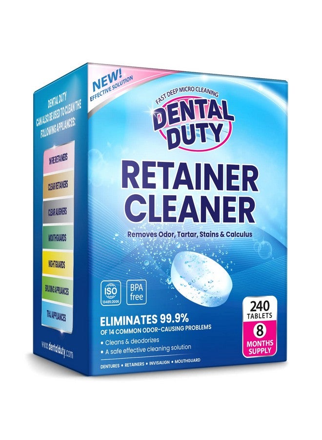 Dental Duty 240 Retainer and Denture Cleaning Tablets (8 Months Supply) - Cleaner Removes Plaque, Stains from Dentures, Retainers, Night Guards, Mouth Guard, Aligners and Removable Dental Appliances - Image 1