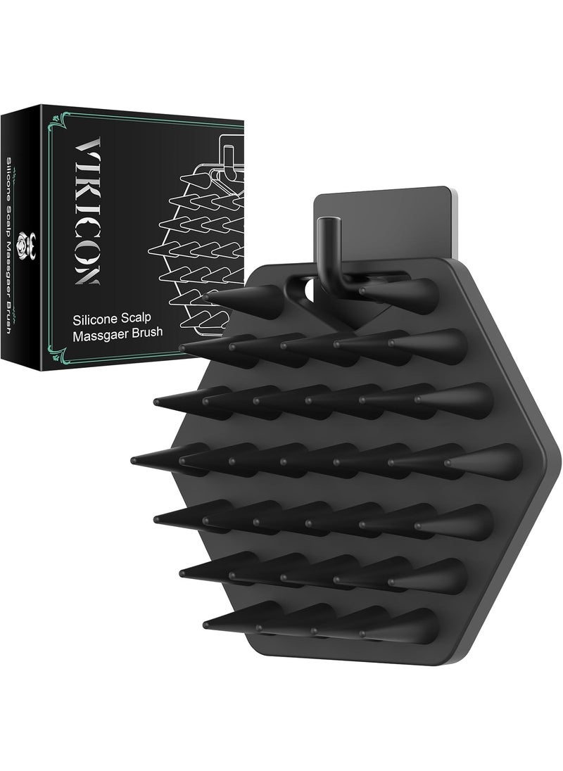 VIKICON VIKICON Silicone Scalp Massager  Shampoo Brush  Hair  Beard Exfoliator Scrubber for Hair Growth Reduces Dandruff  WetDry Shower Head Massager  Gift for Men Women All Hair Types  Includes Hook 