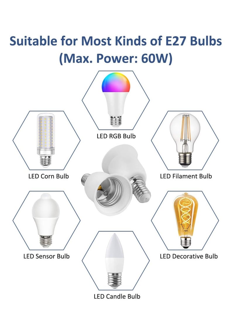 Lezonic E27 to E14 Socket Converter, Screw to Small Screw Edison Bulb Adapter, ES to SES Lamp Base Adapter, Max Wattage 60W, Voltage 0-250V, for LED Bulbs, Incandescent Bulbs, CFL Bulbs, 4 Pack - Image 4