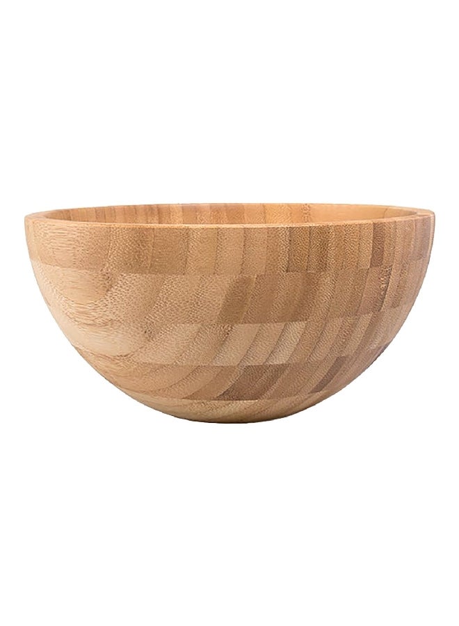 Durable Easy Cleaning Round Shaped Bamboo Salad Bowl Brown 9.5 x 19.8 x 19.8 cm G15-SQ071
