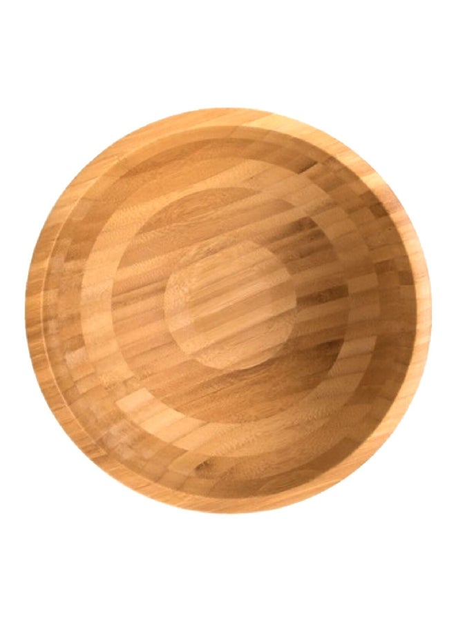 Durable Easy Cleaning Round Shaped Bamboo Salad Bowl Brown 9.5 x 19.8 x 19.8 cm G15-SQ071