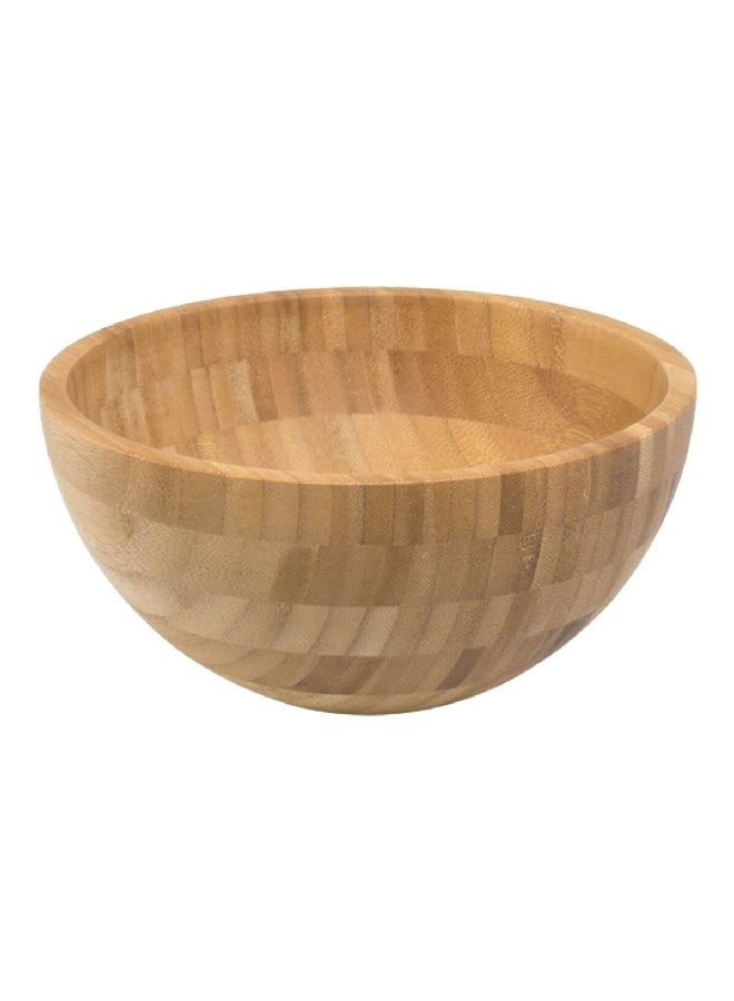 Durable Easy Cleaning Round Shaped Bamboo Salad Bowl Brown 9.5 x 19.8 x 19.8 cm G15-SQ071