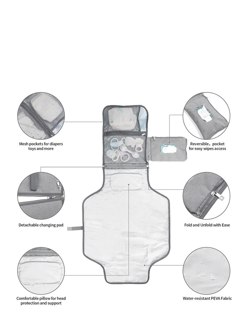 SYOSI Baby Changing Pad Multifunctional Newborn Bag with Wipes Pocket Waterproof Portable Travel Infant Changing Diaper Mat Compact Diaper Changing Mat Kit for Mom Dad Baby Shower Gifts  - Image 3