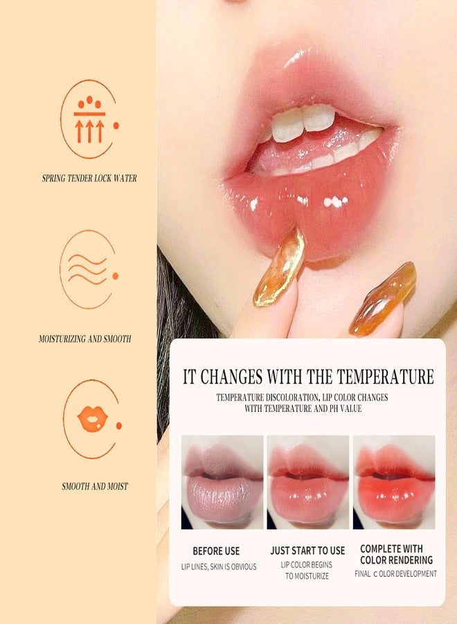 BLUE LOVE Color Changing Lip Oil - Moisturizing & Non-Sticky Lip Gloss with Fresh Texture, Hydrating Tinted Lip Balm for Plumping & Long-Lasting Shine for Women (Almond Milk Tea) - Image 3