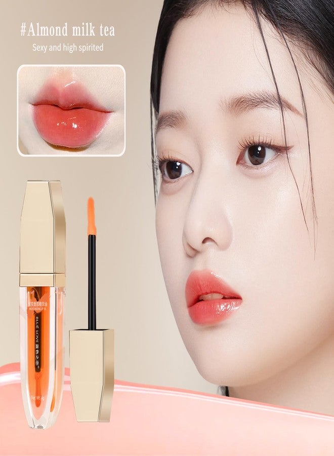 BLUE LOVE Color Changing Lip Oil - Moisturizing & Non-Sticky Lip Gloss with Fresh Texture, Hydrating Tinted Lip Balm for Plumping & Long-Lasting Shine for Women (Almond Milk Tea) - Image 2
