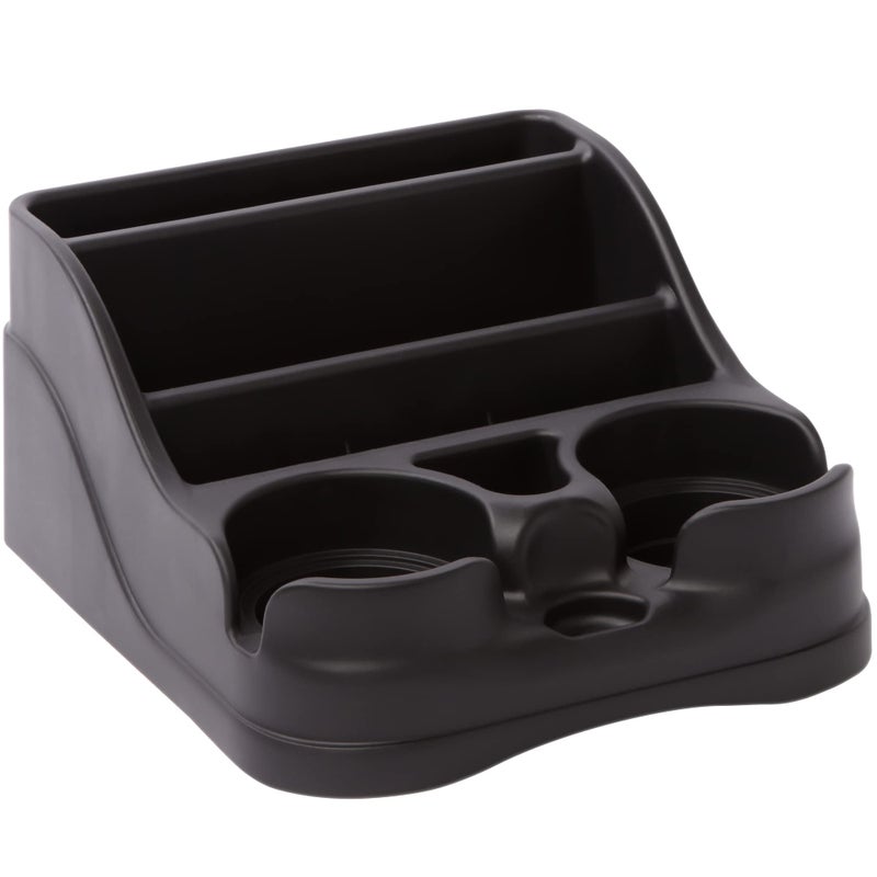Moblorg Small Center Console for Cars, Trucks, Minivans, SUVs, Vehicle Organizer, Cup Holders, Recycled Plastic, Made in USA (Black) - Image 1