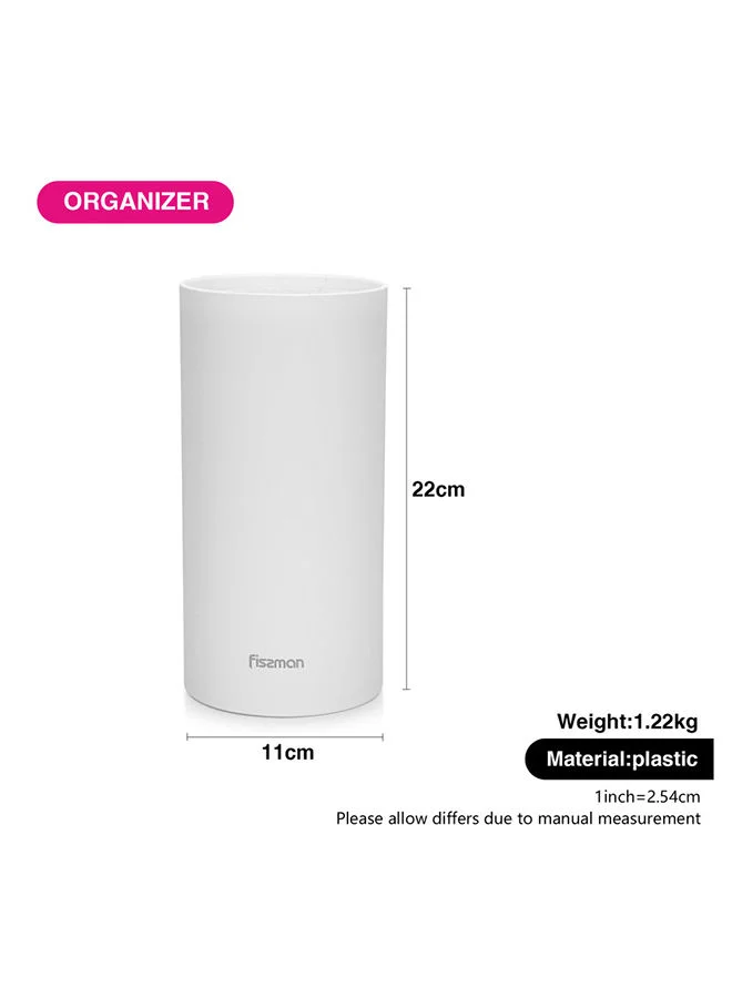 Fissman Kitchen Knife Organizer 11x22cm Round Shaped White Plastic
