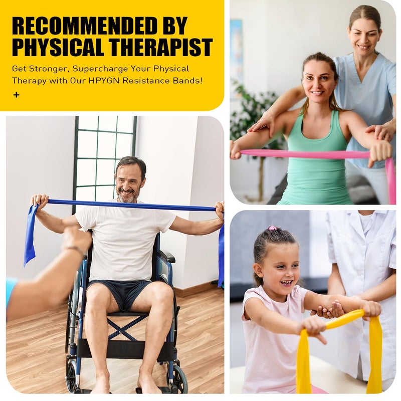 HPYGN Exercise Resistance Bands, Physical Therapy Bands, Strength Training, Yoga, Pilates, Stretching, Non-Latex Elastic Band with Different Strengths,Workout Bands for Home - Image 2