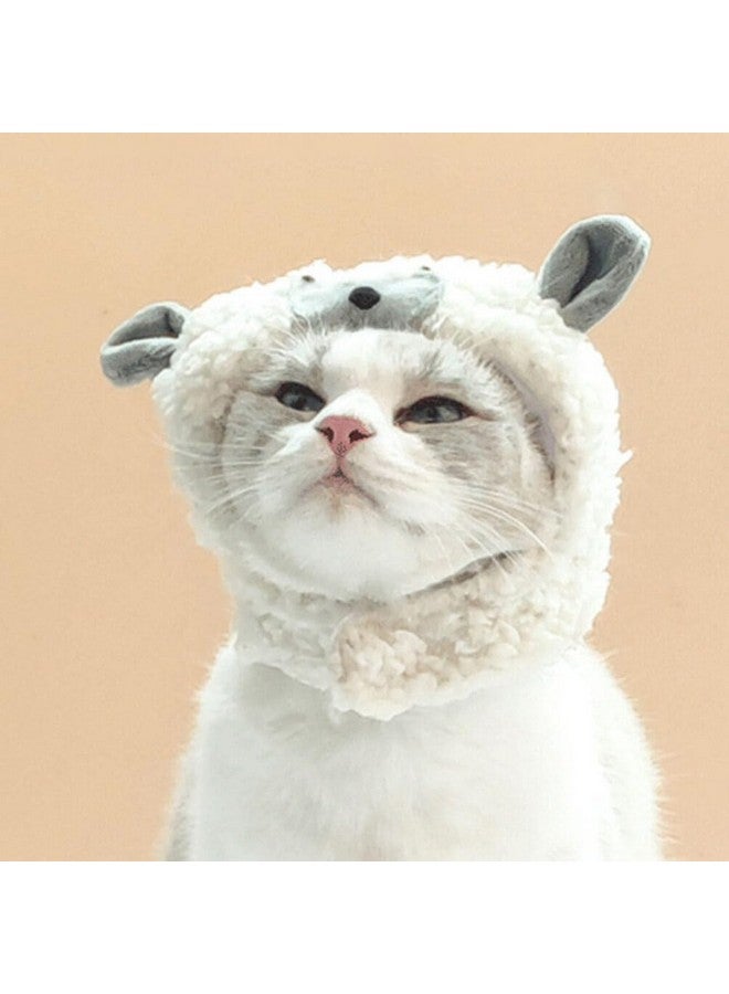 قبعة هالوين للحيوانات الأليفة على شكل خروف زي قطة وكلب قبعة كرتونية غنم غطاء رأس جرو غطاء رأس للحيوانات الأليفة زي تنكري للهالوين إكسسوارات ملابس - Image 4