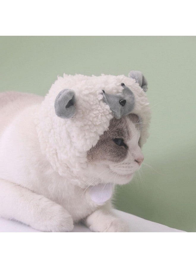 قبعة هالوين للحيوانات الأليفة على شكل خروف زي قطة وكلب قبعة كرتونية غنم غطاء رأس جرو غطاء رأس للحيوانات الأليفة زي تنكري للهالوين إكسسوارات ملابس - Image 3