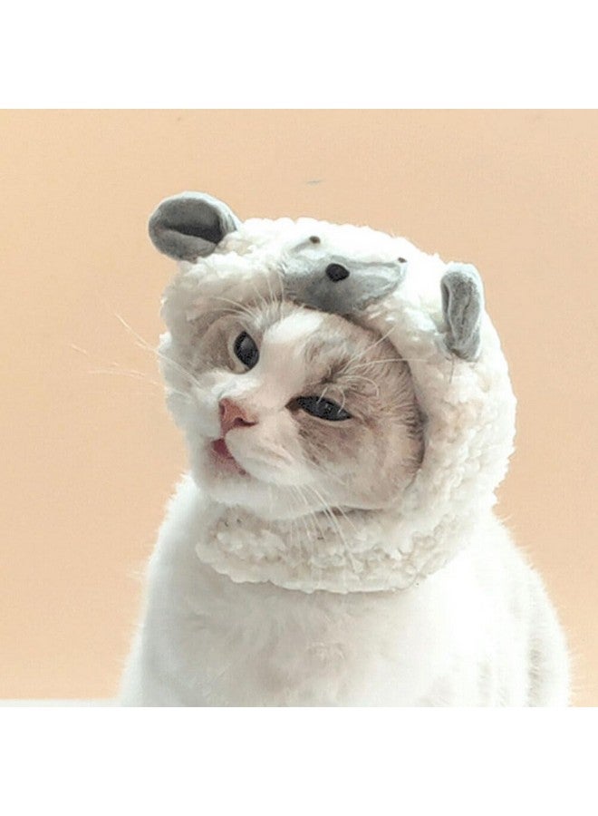 قبعة هالوين للحيوانات الأليفة على شكل خروف زي قطة وكلب قبعة كرتونية غنم غطاء رأس جرو غطاء رأس للحيوانات الأليفة زي تنكري للهالوين إكسسوارات ملابس - Image 2