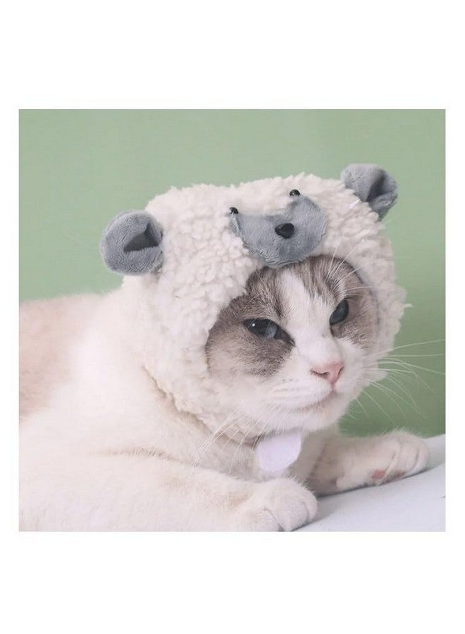 قبعة هالوين للحيوانات الأليفة على شكل خروف زي قطة وكلب قبعة كرتونية غنم غطاء رأس جرو غطاء رأس للحيوانات الأليفة زي تنكري للهالوين إكسسوارات ملابس - Image 1