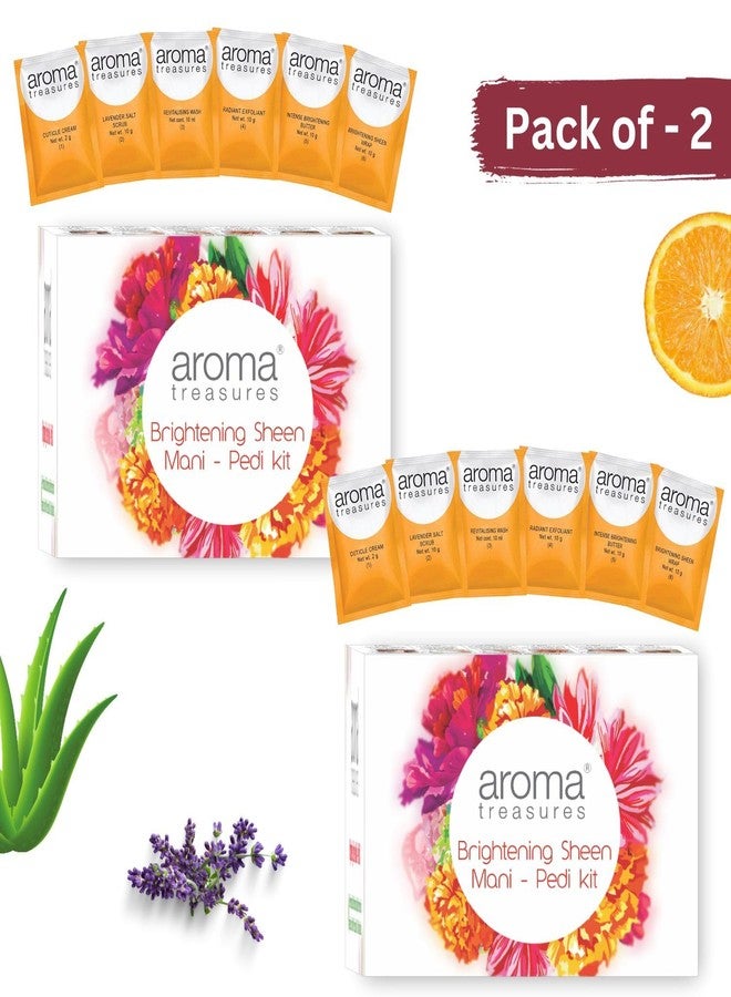 Aroma Treasures Brightening Sheen Mani-Pedi Kit | Arbutin, Lavender, Orange & Lemongrass for Skin Brightening & Tan Removal | 6-Step Manicure Pedicure Kit with Bath Salt, Scrub, Butter (Pack of 2) - Image 2