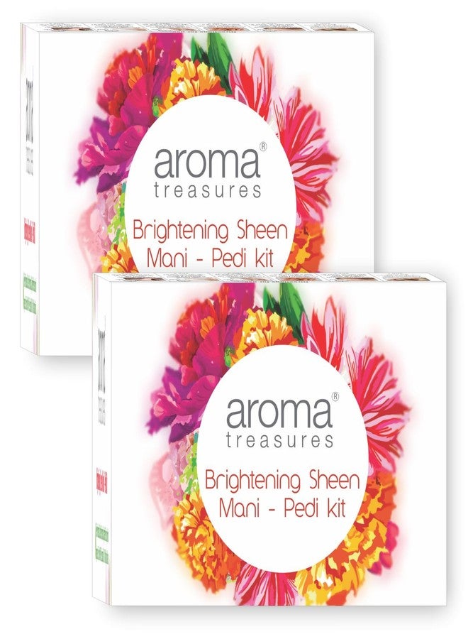 Aroma Treasures Brightening Sheen Mani-Pedi Kit | Arbutin, Lavender, Orange & Lemongrass for Skin Brightening & Tan Removal | 6-Step Manicure Pedicure Kit with Bath Salt, Scrub, Butter (Pack of 2) - Image 1