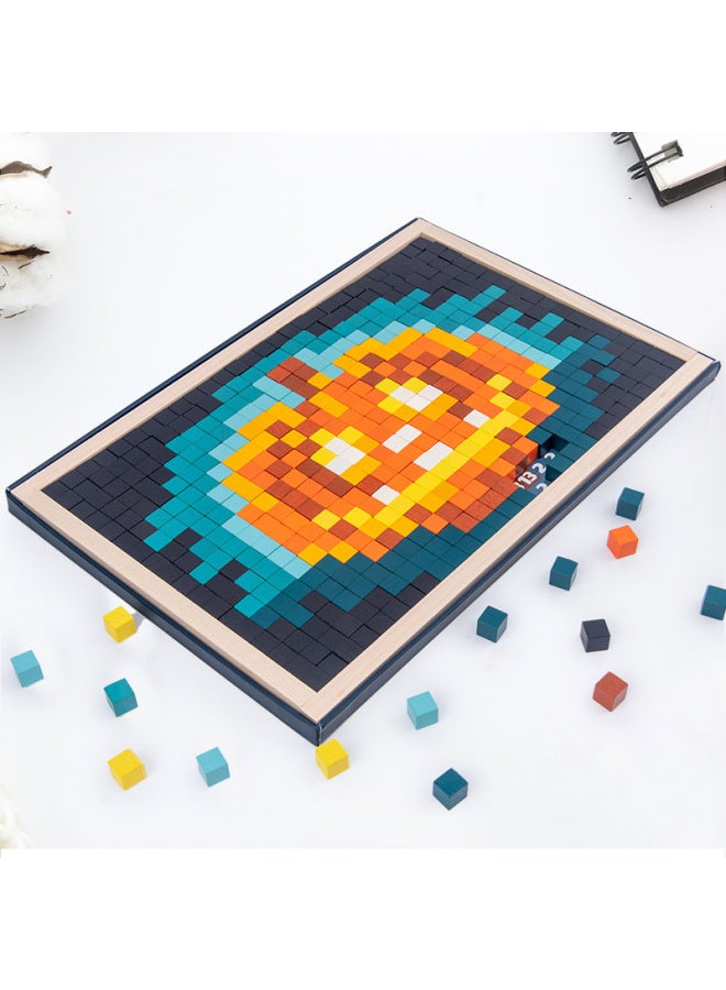 Wooden Mosaic Pixel Puzzle Children's Early Education Intelligence-benefiting Brain-moving Boys And Girls Building Blocks Toys-Color: 0.95 - Image 3