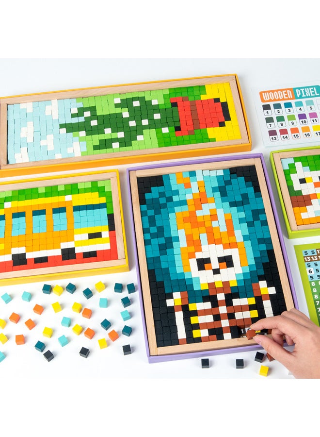 Wooden Mosaic Pixel Puzzle Children's Early Education Intelligence-benefiting Brain-moving Boys And Girls Building Blocks Toys-Color: 0.95 - Image 2