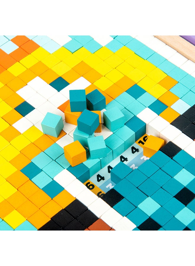 Wooden Mosaic Pixel Puzzle Children's Early Education Intelligence-benefiting Brain-moving Boys And Girls Building Blocks Toys-Color: 0.95 - Image 4