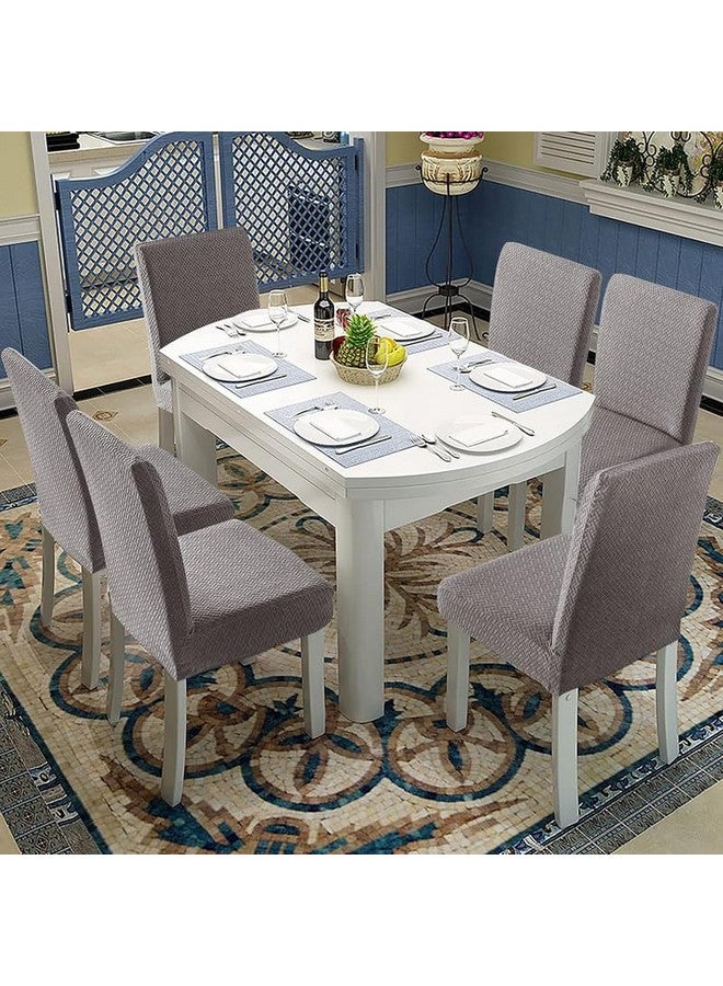 Styleys Elastic Chair Cover Stretch Removable Washable Short Jacquard Dining Chair Cover Protector Seat Slipcover (Pack of 4, Light Grey, JCMC10) - Image 2