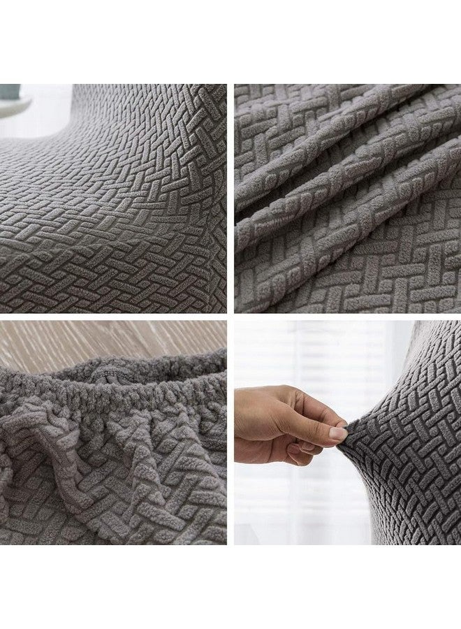 Styleys Elastic Chair Cover Stretch Removable Washable Short Jacquard Dining Chair Cover Protector Seat Slipcover (Pack of 4, Light Grey, JCMC10) - Image 3