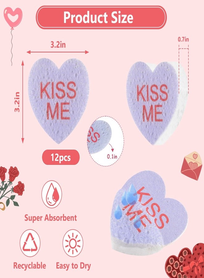 Quera 12Pcs Valentine's Day Heart Kitchen Sponges Conversation Heart Water Absorbing Dish Washing Sponge Non Scratch Cleaning Scrub Sponges for Kitchen Bathroom Accessories Dish Scouring - Image 2