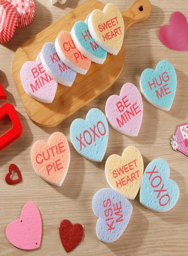 Quera 12Pcs Valentine's Day Heart Kitchen Sponges Conversation Heart Water Absorbing Dish Washing Sponge Non Scratch Cleaning Scrub Sponges for Kitchen Bathroom Accessories Dish Scouring - Image 1