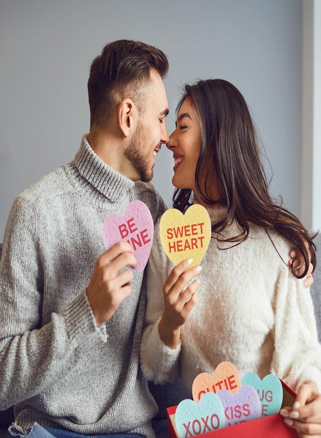 Quera 12Pcs Valentine's Day Heart Kitchen Sponges Conversation Heart Water Absorbing Dish Washing Sponge Non Scratch Cleaning Scrub Sponges for Kitchen Bathroom Accessories Dish Scouring - Image 5