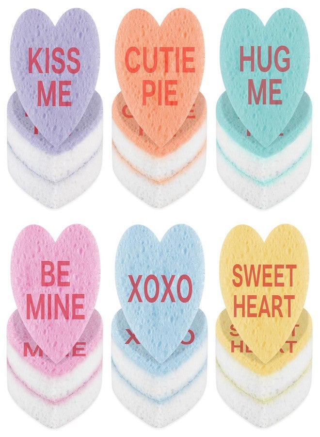 Quera 12Pcs Valentine's Day Heart Kitchen Sponges Conversation Heart Water Absorbing Dish Washing Sponge Non Scratch Cleaning Scrub Sponges for Kitchen Bathroom Accessories Dish Scouring - Image 3