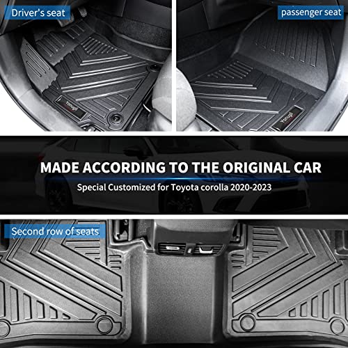 Yonugli Floor Mats and Cargo Liner Set Compatible for 2020 2021 2022 2023 2024 2025 Toyota Corolla Sedan All-Weather TPE Rubber Mat Protection Black (for 2020-2025 Toyota Corolla Floor Mats+Cargo Liner) - Image 2