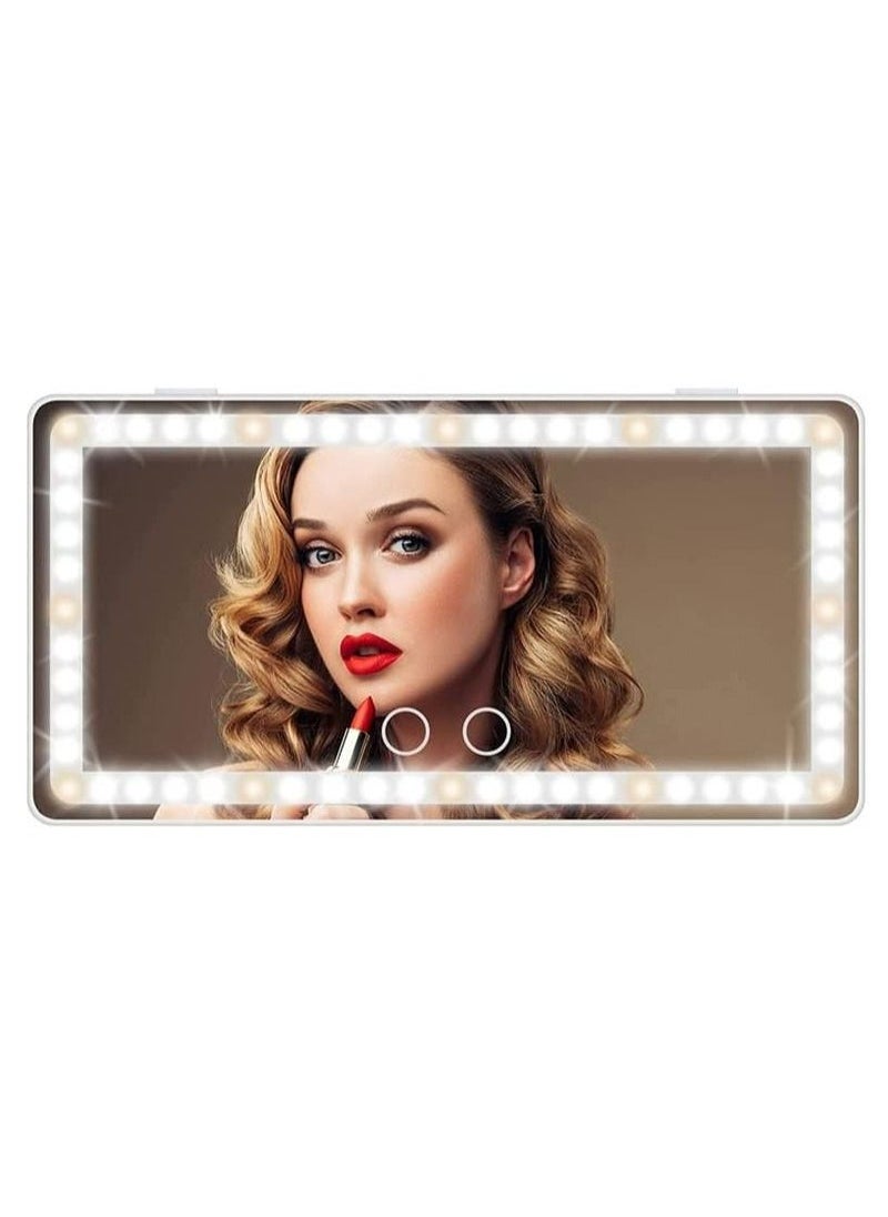 Captaintech Car Visor Vanity Mirror With Led Lights, Car Mirror Light Rechargeable Makeup Mirror With 3 Light Modes, Car Visor Mirror, Car Vanity Mirror For Car Truck SUV, White  - Image 1