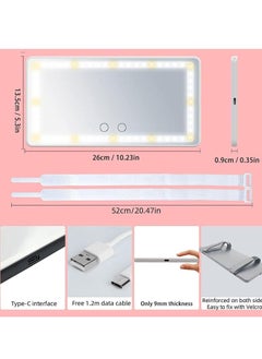 Captaintech Car Visor Vanity Mirror With Led Lights, Car Mirror Light Rechargeable Makeup Mirror With 3 Light Modes, Car Visor Mirror, Car Vanity Mirror For Car Truck SUV, White  - Image 3