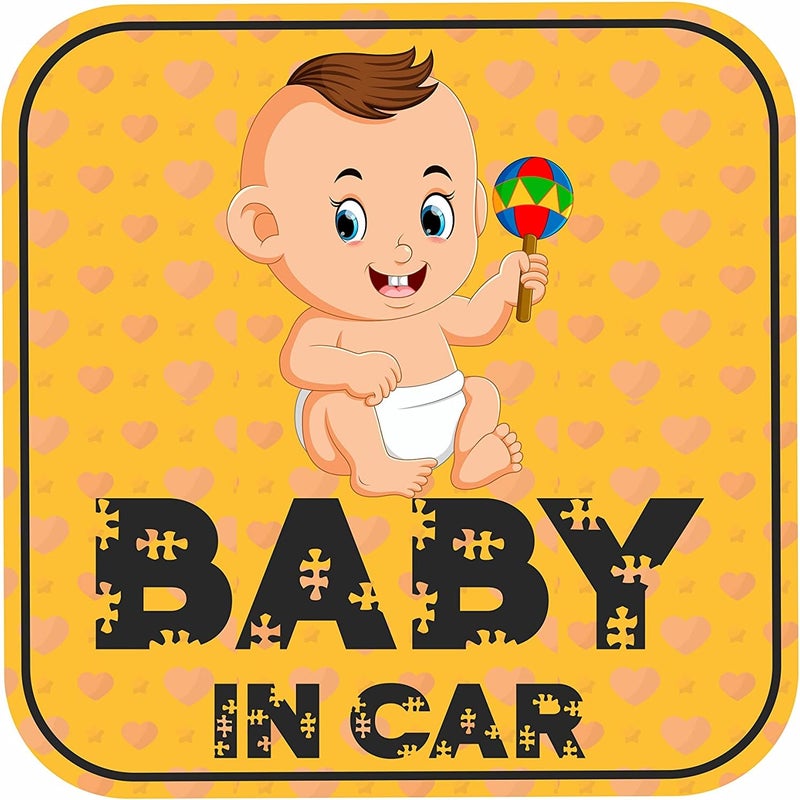 CVANU Baby On Board Kids Safety Warning Window Sign Sticker for Car PVC Vinyl CV15 (Pack of 2)(3) Solid anti-deform - Image 1