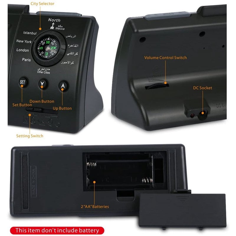 Automatic Digital Clock Islamic Azan Muslim Prayer  Azan Clock for Desktop Table Clock Home Decorations Black - Image 3