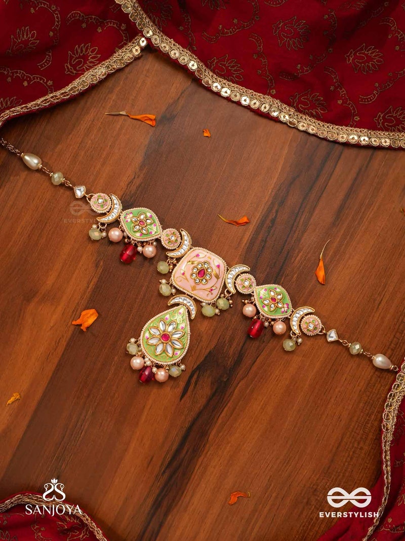 SANJOYA BY EVERSTYLISH Madhubhushana Adorned With Sweetness Handcrafted Kundan Enamel Necklace With Pearl And Gem Drops Lightweight Jewelry For Women | Party, Festive, Wedding & Gifting - Image 5