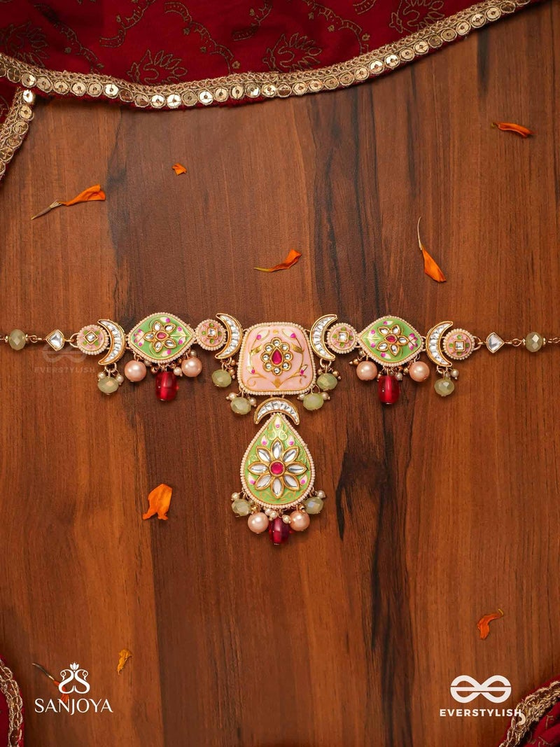 SANJOYA BY EVERSTYLISH Madhubhushana Adorned With Sweetness Handcrafted Kundan Enamel Necklace With Pearl And Gem Drops Lightweight Jewelry For Women | Party, Festive, Wedding & Gifting - Image 3