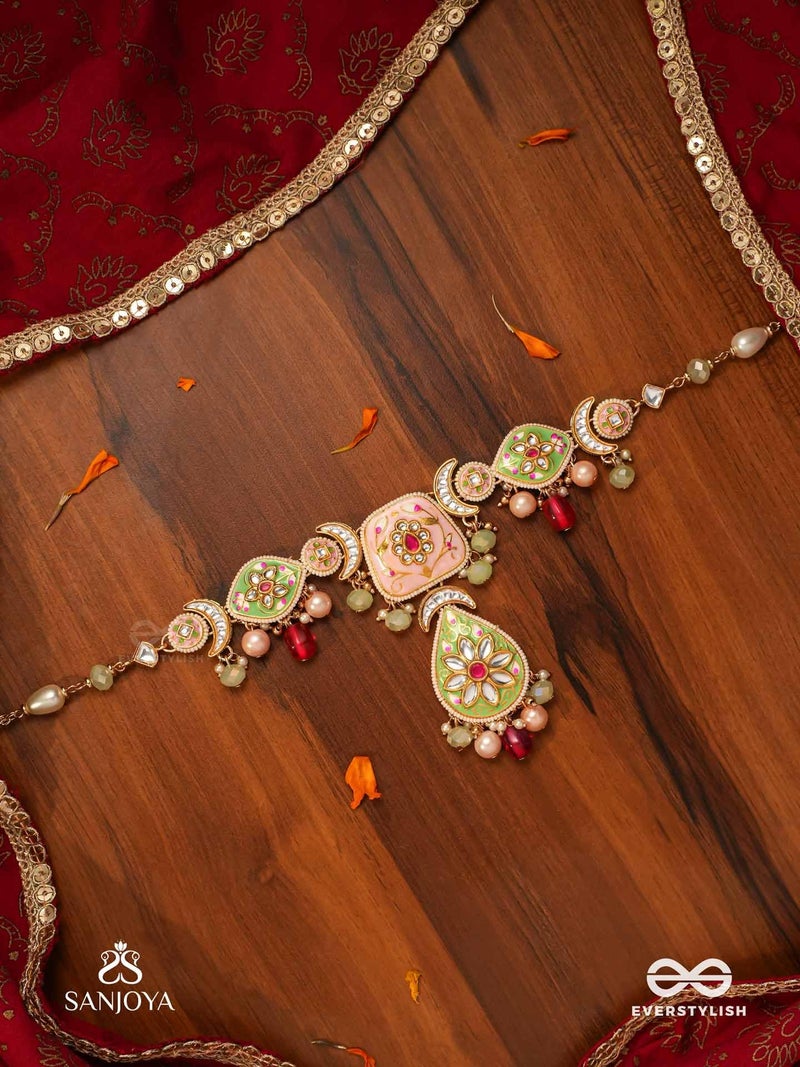 SANJOYA BY EVERSTYLISH Madhubhushana Adorned With Sweetness Handcrafted Kundan Enamel Necklace With Pearl And Gem Drops Lightweight Jewelry For Women | Party, Festive, Wedding & Gifting - Image 4