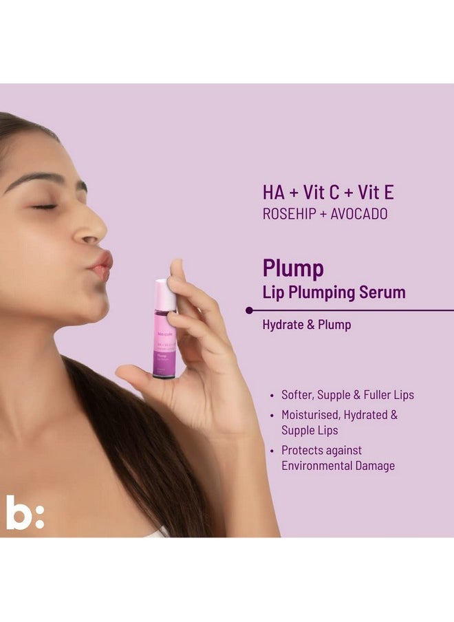 Biocule Plump Lip Serum For Lip Plumping Glow & Hydration ; With Hyaluronic Acid Vitamin C & Vitamin E From Rosehip & Avocado ; Lip Oil Rollon For Men & Women ; 100% Natural 10Ml  - Image 3